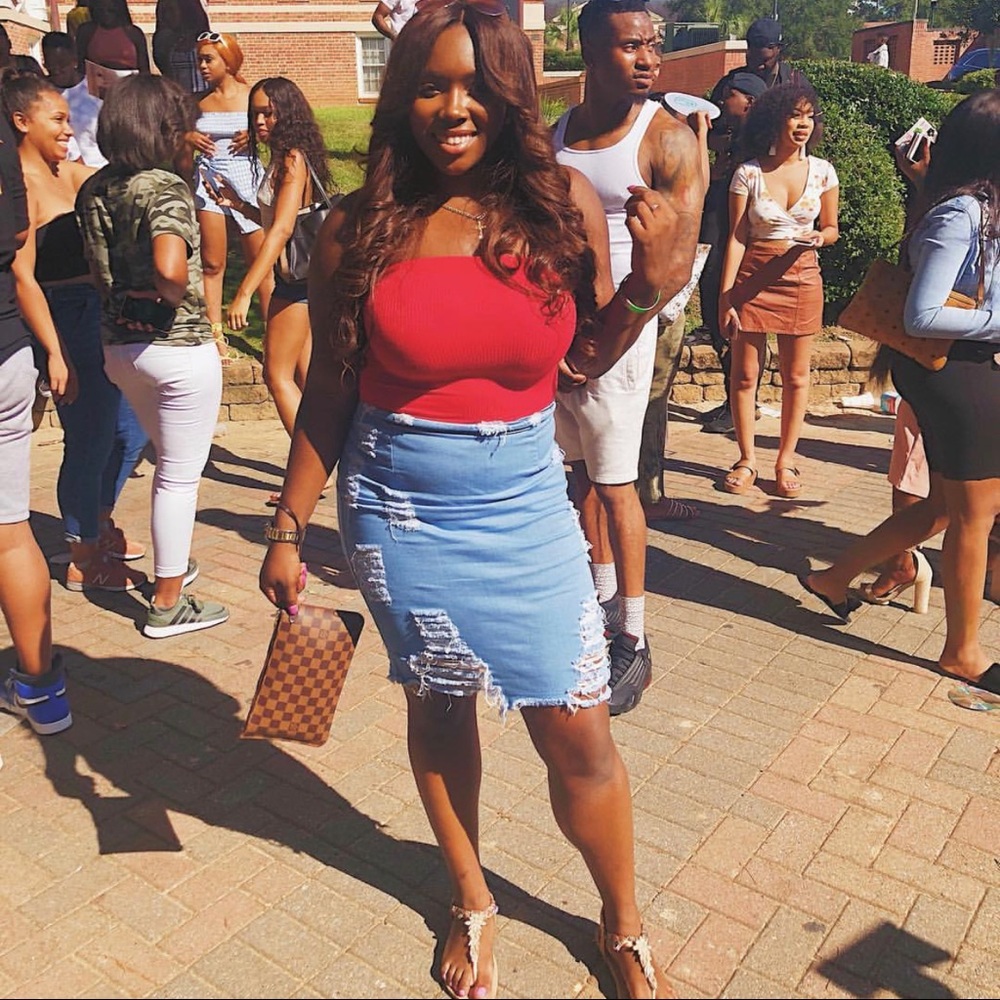 Fashion Nova Ripped Denim Skirt